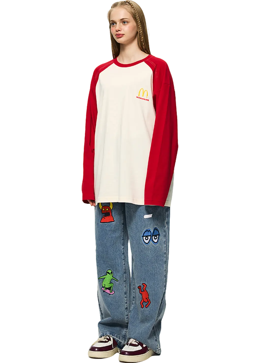 Cartoon Monster Embroidered Jeans - PSYLOS 1, Cartoon Monster Embroidered Jeans, Pants, iconslab, PSYLOS 1